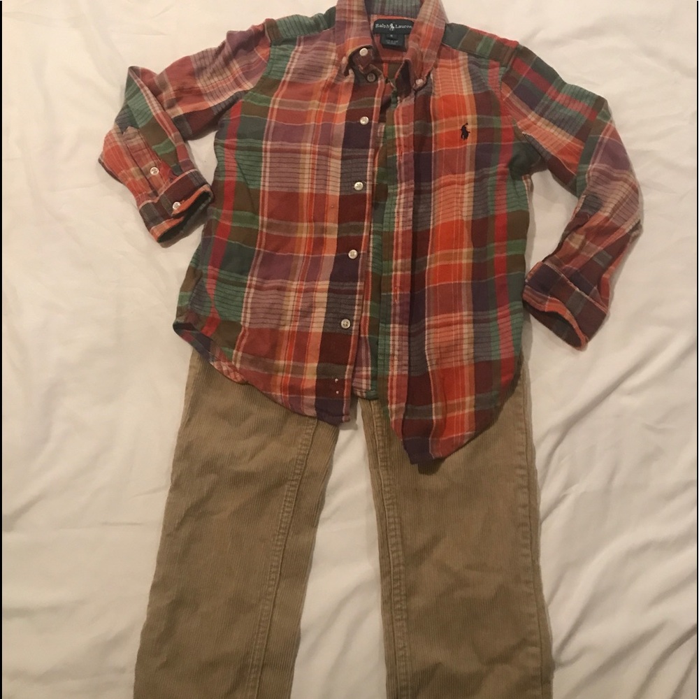 Ready For Fall Polo Flannel Button down and Cords